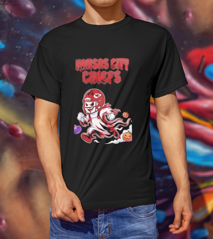 Kansas City Chiefs Halloween Ghost Football 2026 Spooky Pumpkins T-Shirt