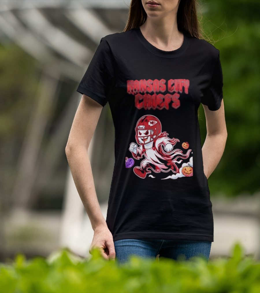 Kansas City Chiefs Halloween Ghost Football 2026 Spooky Pumpkins T-Shirt