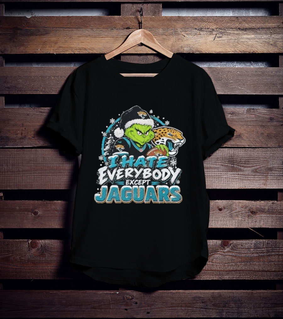 Original Jacksonville Jaguars Grinch I Hate Everybody Except Jaguars Fans Christmas Holiday T-Shirt