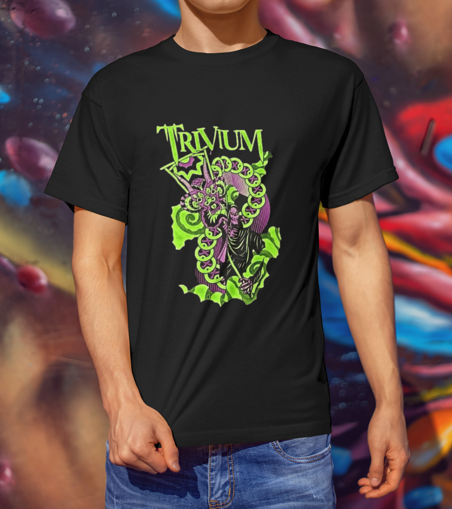 Trivium Australia Tour 2026 Neon Green Serpent Wizard T-Shirt