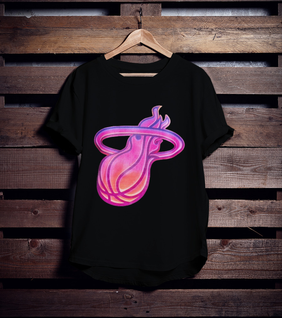 Miami Heat Court Culture Vice City Flaming Basketball T-Shirt