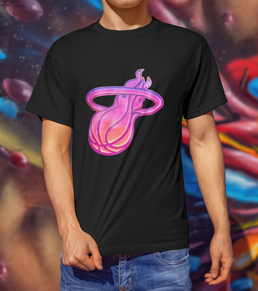 Miami Heat Court Culture Vice City Flaming Basketball T-Shirt
