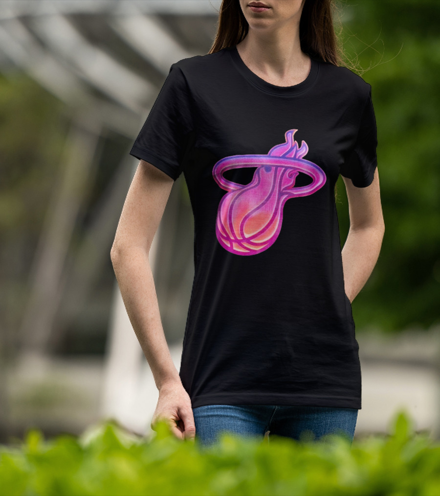Miami Heat Court Culture Vice City Flaming Basketball T-Shirt