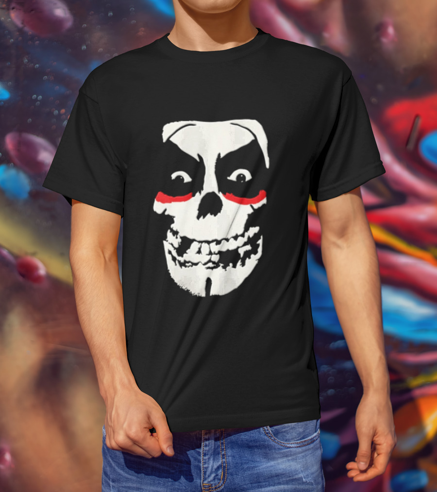 Misfits Danhausen Skull Face Design With Red Accents T-Shirt