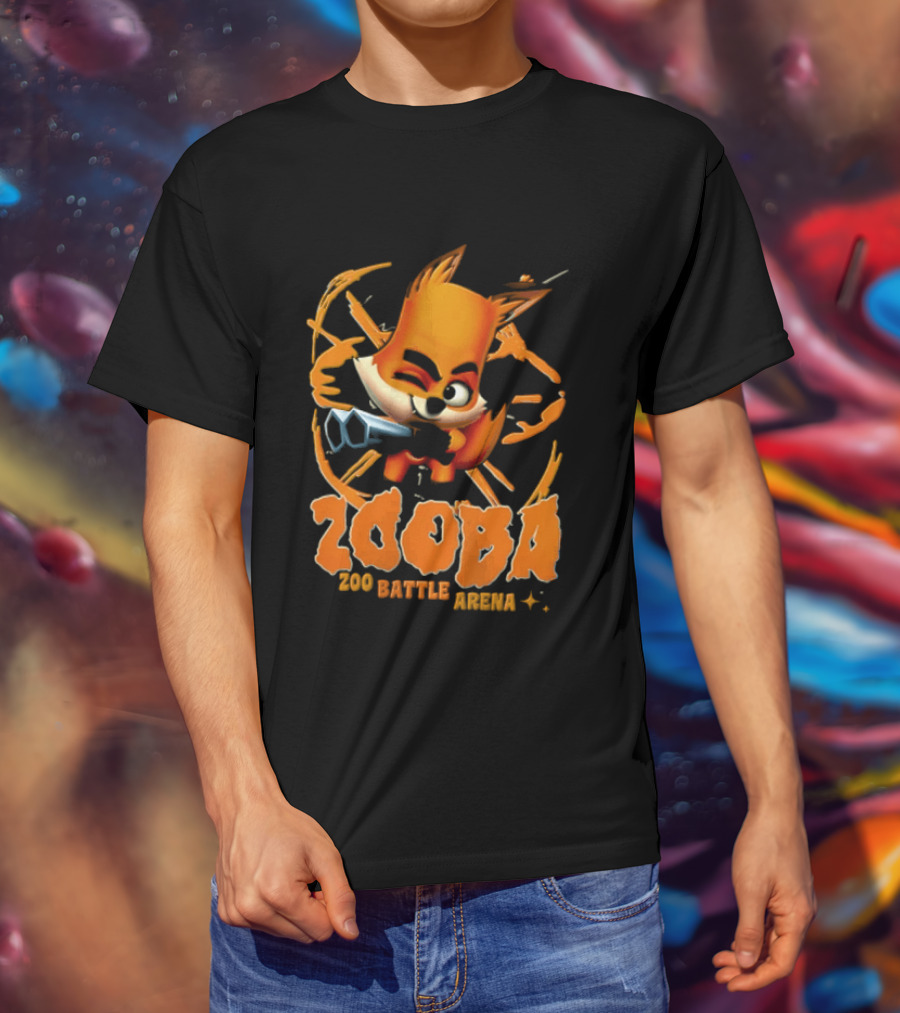 Zooba Zoo Battle Arena Fox Character With Orange And Blue T-Shirt