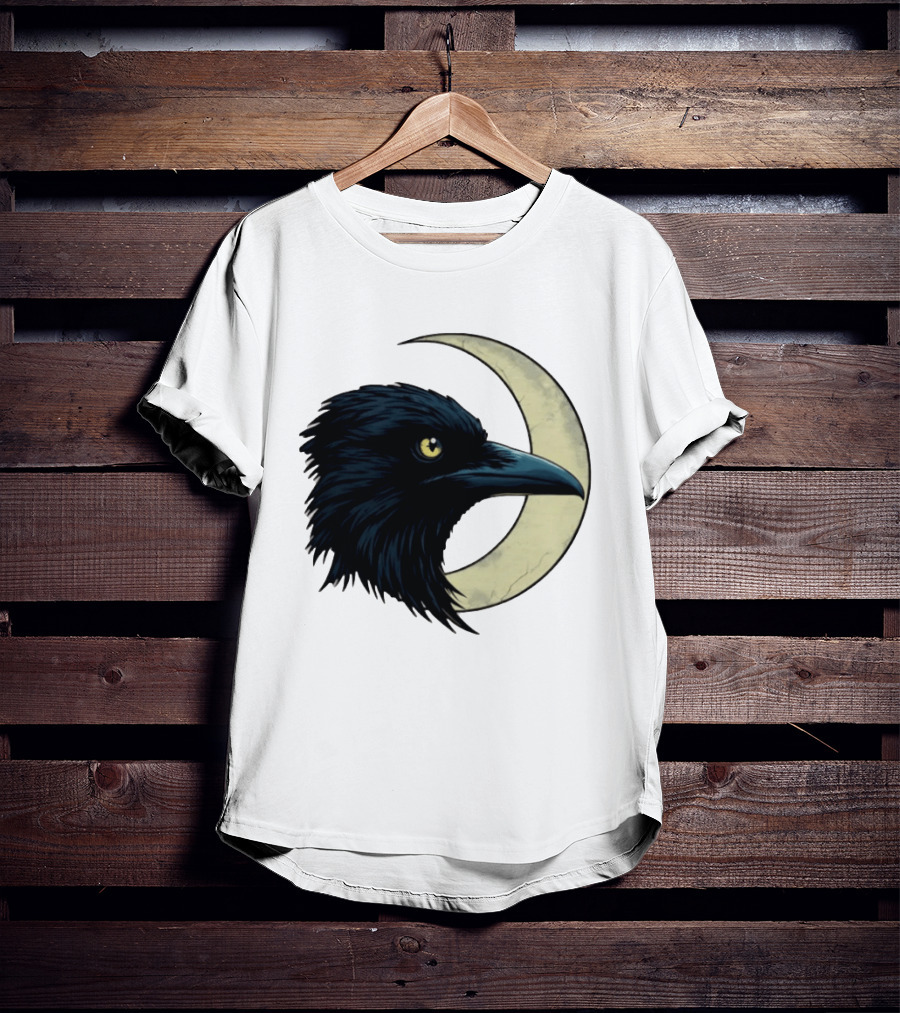 Raven Crescent Moon Guardian Of The Glimmer T-Shirt