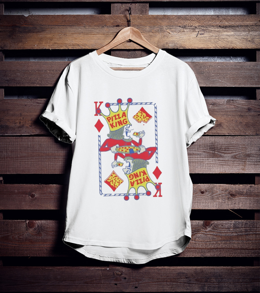 Pizza King Eating Pizza Playing Card K Diamonds T-Shirt