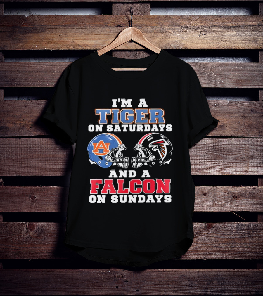 Auburn Tigers Saturdays Atlanta Falcons Sundays Helmet Fans T-Shirt