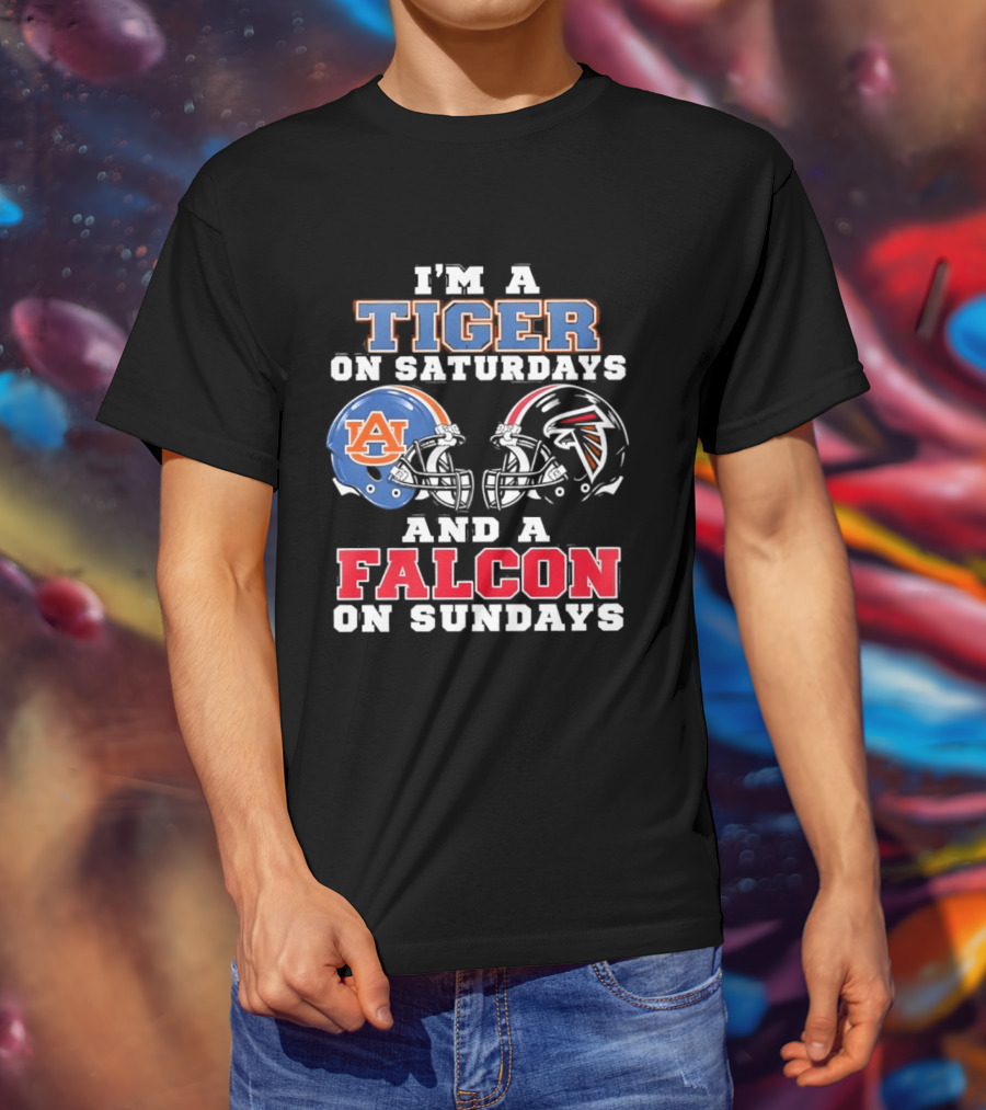 Auburn Tigers Saturdays Atlanta Falcons Sundays Helmet Fans T-Shirt