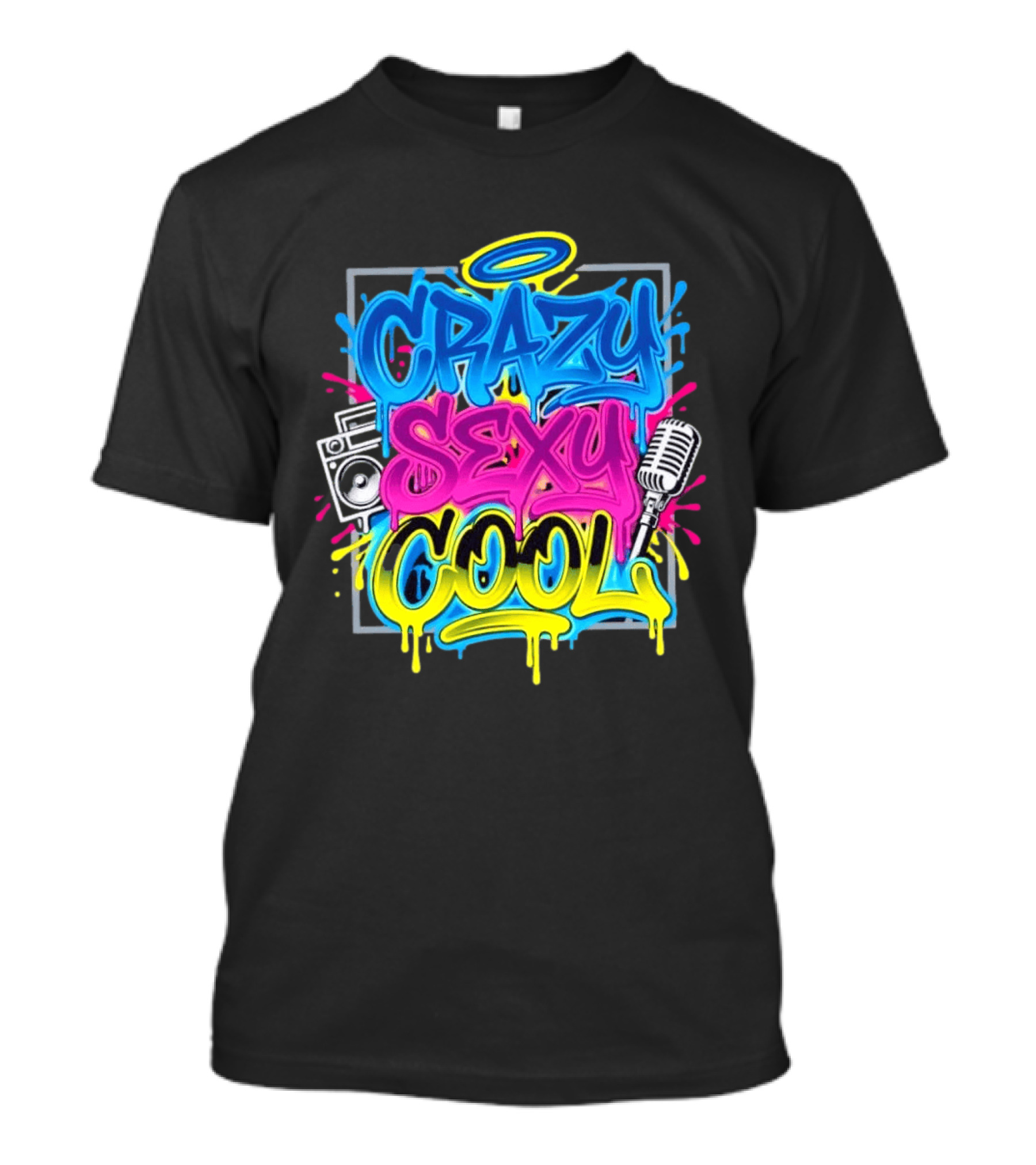 Crazy Sexy Cool Graffiti Boombox Microphone 90s R&B T-Shirt