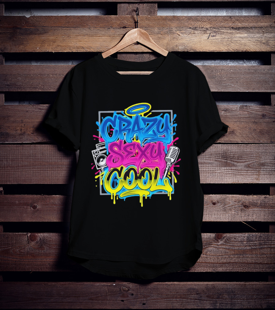 Crazy Sexy Cool Graffiti Boombox Microphone 90s R&B T-Shirt
