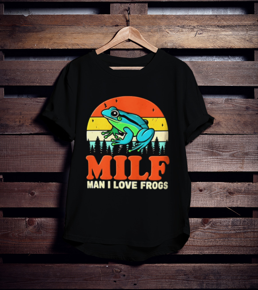 MILF Man I Love Frogs Colorful Frog Retro Nature T-Shirt