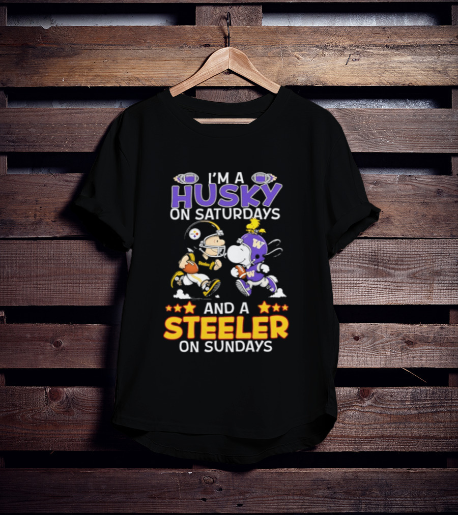 Snoopy Charlie Brown Husky Saturdays Steeler Sundays Football T-Shirt