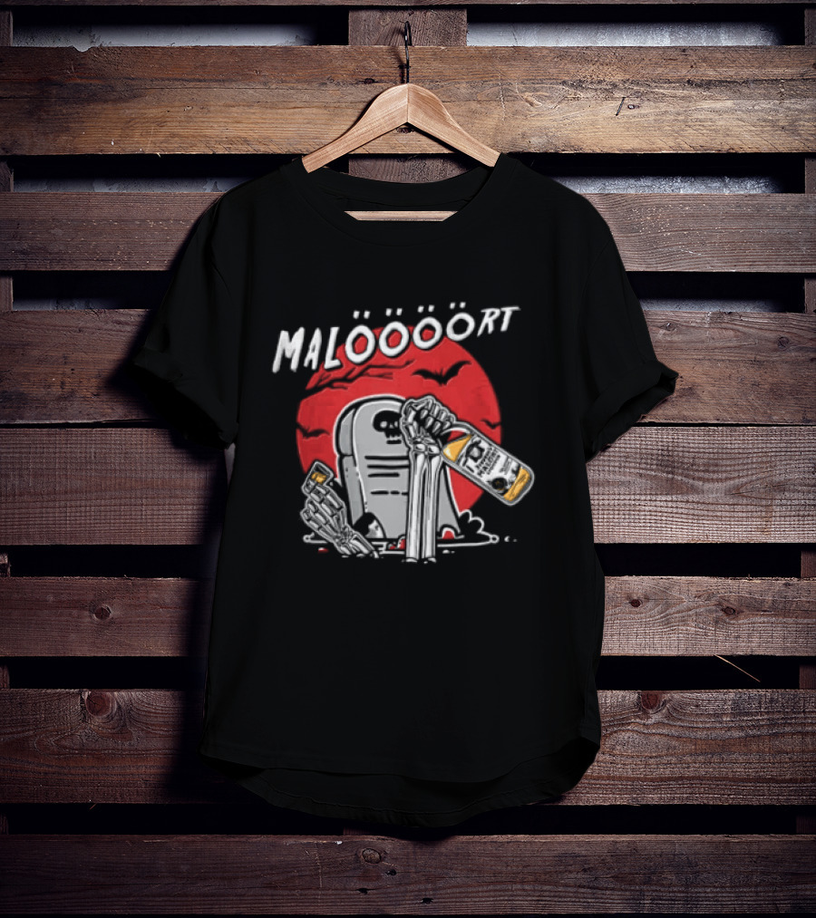 Jeppsons Malort Maloooort Skeleton Tombstone Liquor Pouring Scene T-Shirt