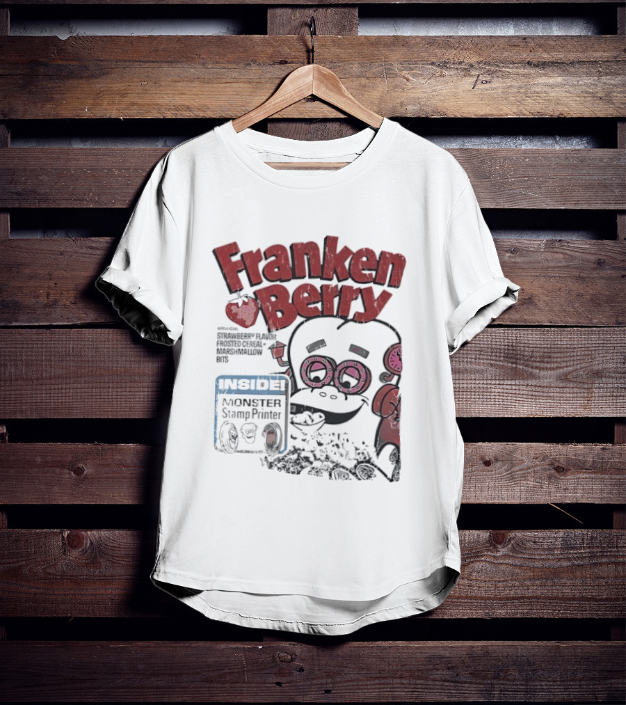 Franken Berry Monster Stamp Printer Inside T-Shirt