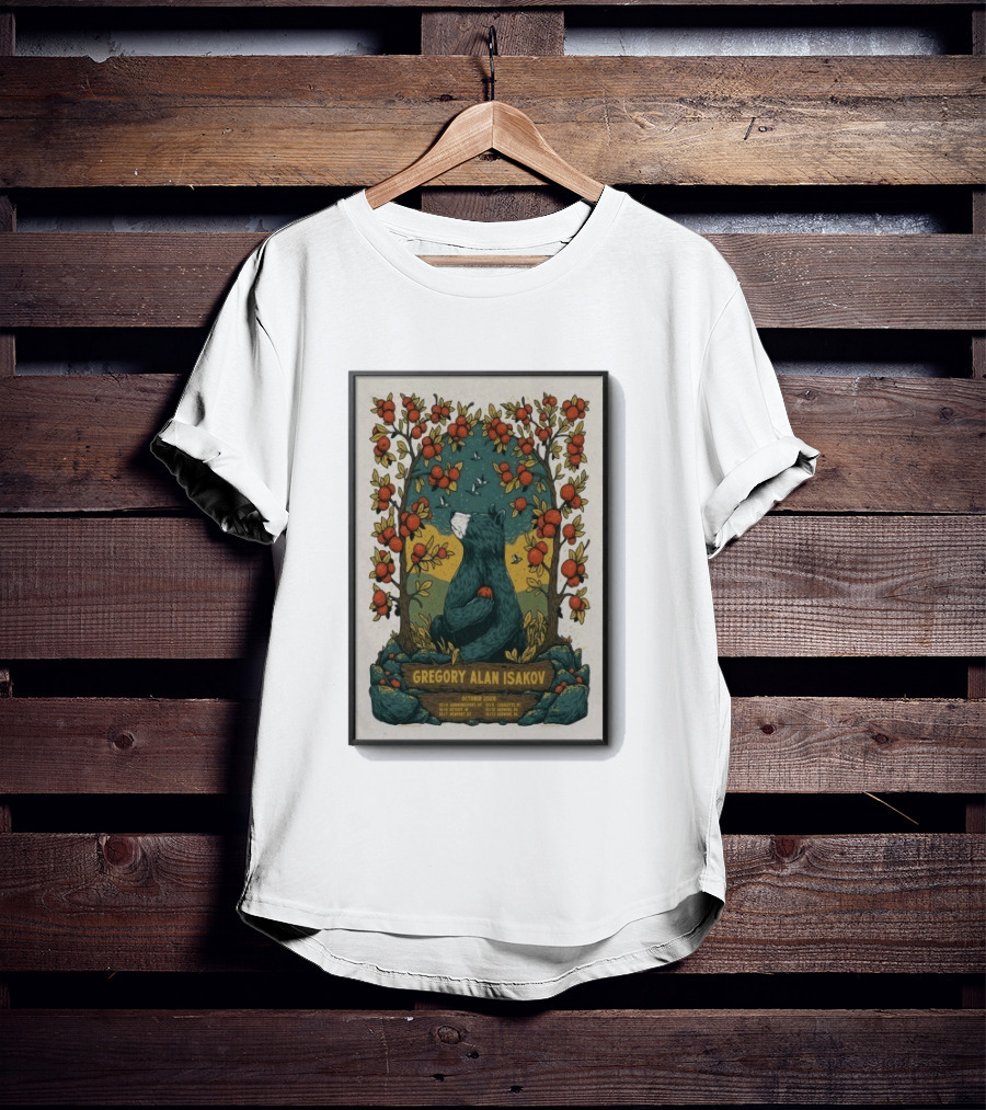 Gregory Alan Isakov October 2026 Show With Bear And Red Flowers T-Shirt