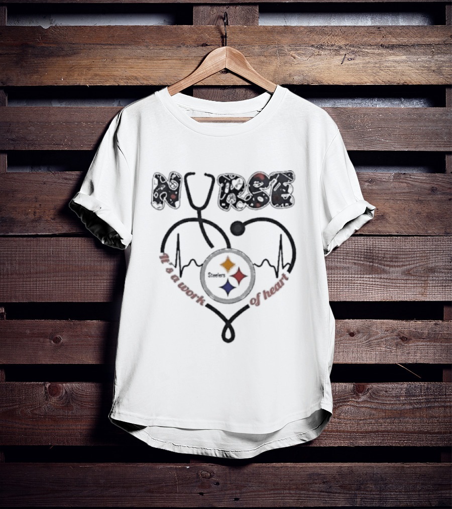 Nurse Heartbeat Pittsburgh Steelers Work Of Heart T-Shirt