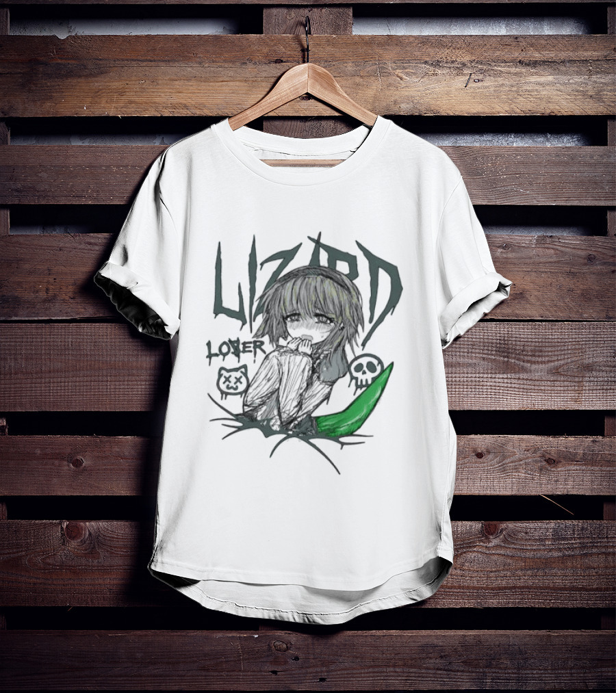 Lizard Tears Loser Anime Skull Green Tail T-Shirt