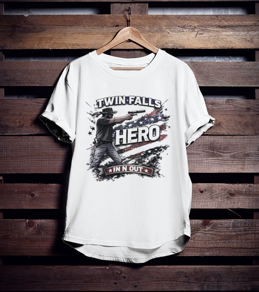 Twin Falls Hero In N Out American Flag Gunman T-Shirt