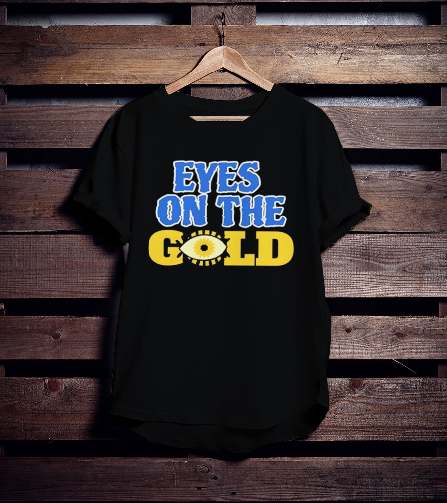 Eyes On The Gold Bold Eye Motif Yellow Blue T-Shirt