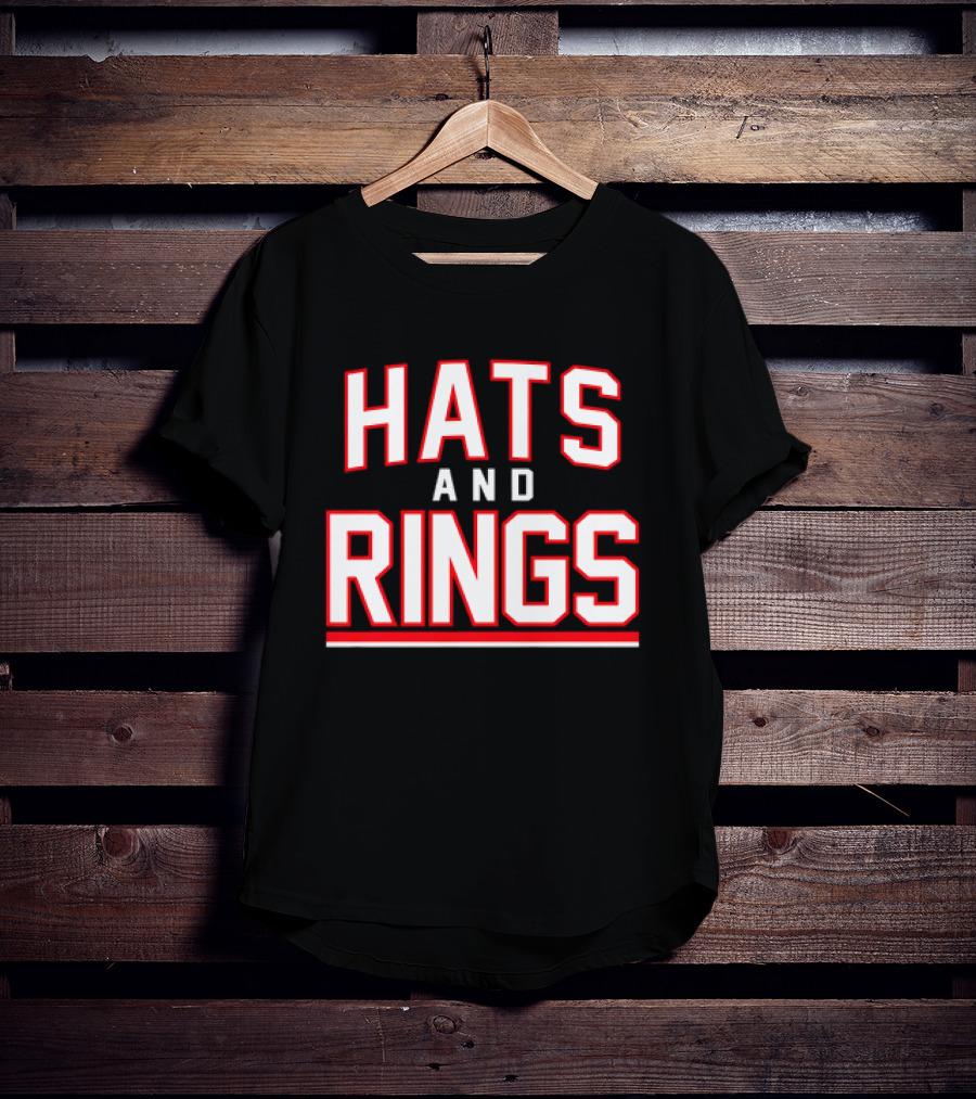 Hats And Rings Bold Red Lettering T-Shirt
