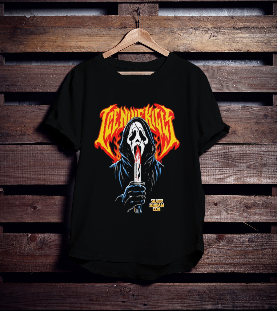 Ice Nine Kills Silver Scream Con V Ghost Mask Bloody Knife October 2 4 2026 DCU Center Worcester MA T-Shirt