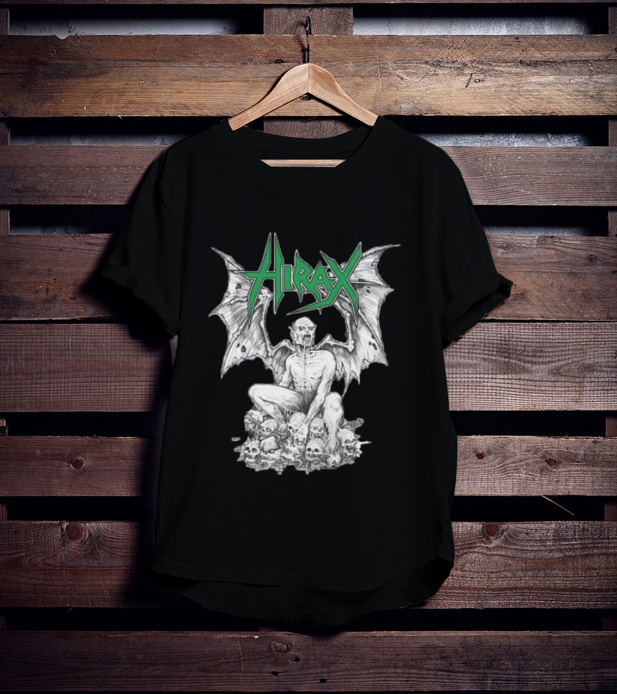 Nightshift Store Hirax 13Th Son Winged Skeleton On Skulls T-Shirt