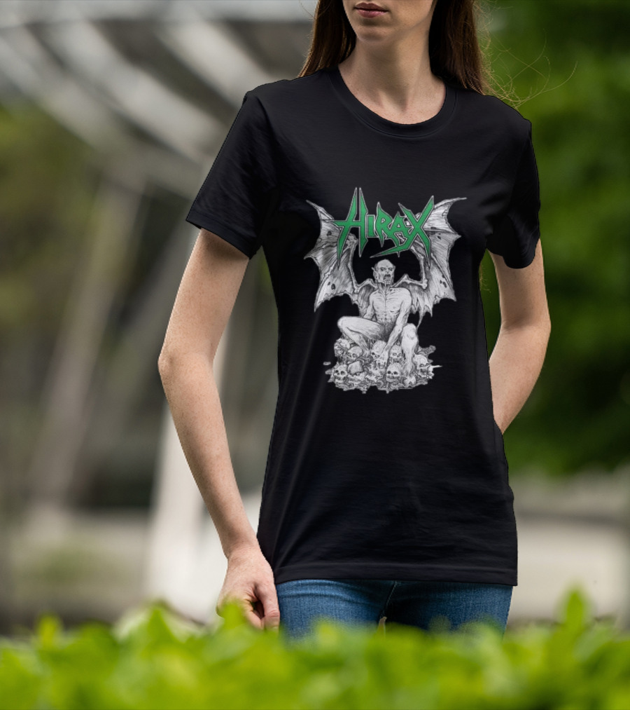 Nightshift Store Hirax 13Th Son Winged Skeleton On Skulls T-Shirt