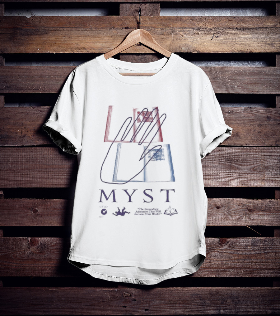 Myst Ages Cyan Store Hand Drawn T-Shirt
