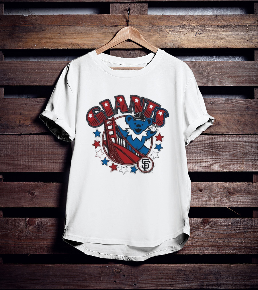 Grateful Dead Giants Bear San Francisco Bridge Retro Stars T-Shirt