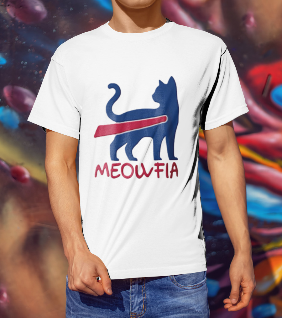 Meowfia Blue Cat Red T-Shirt