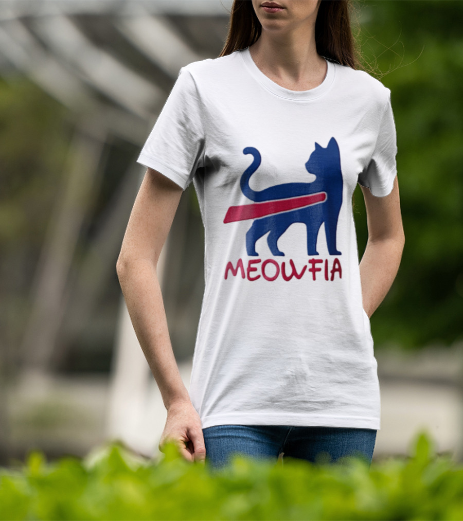 Meowfia Blue Cat Red T-Shirt