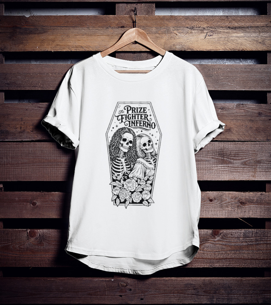 The Prize Fighter Inferno Skeleton Lovers At Neverender Floral Coffin T-Shirt