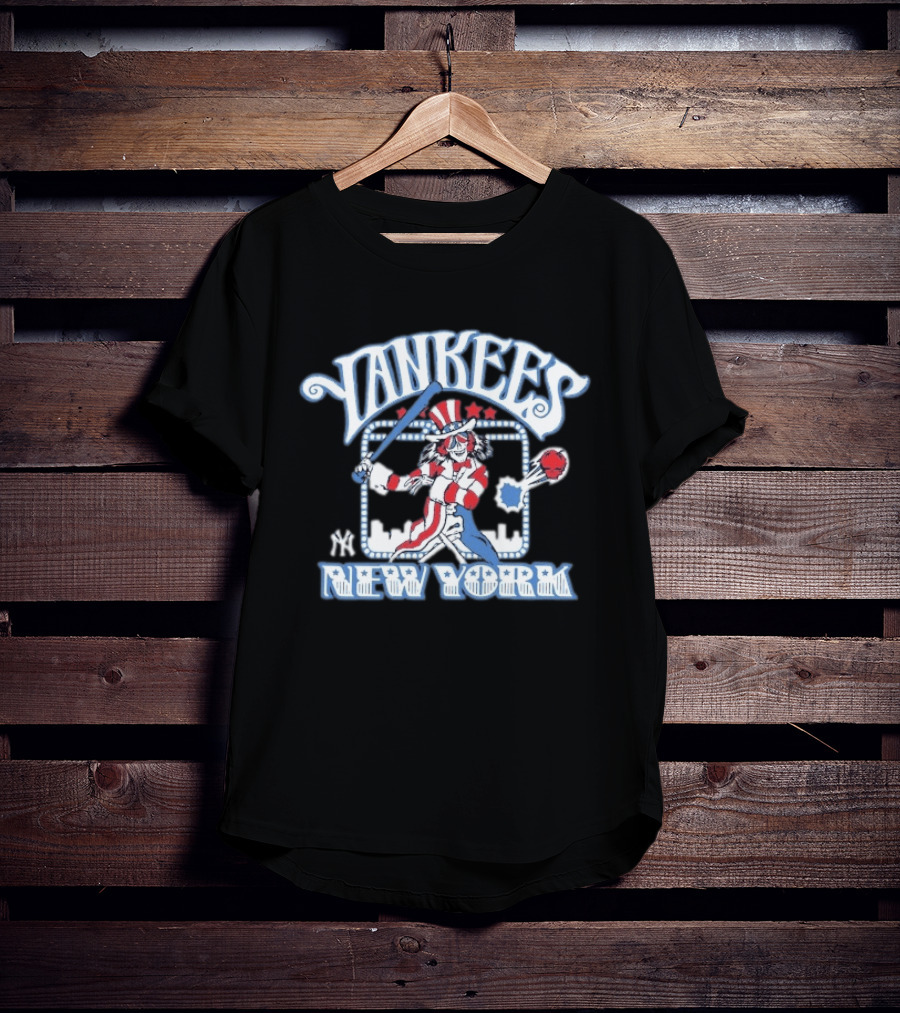 Yankees New York Grateful Dead Skeleton Patriotic Baseball T-Shirt