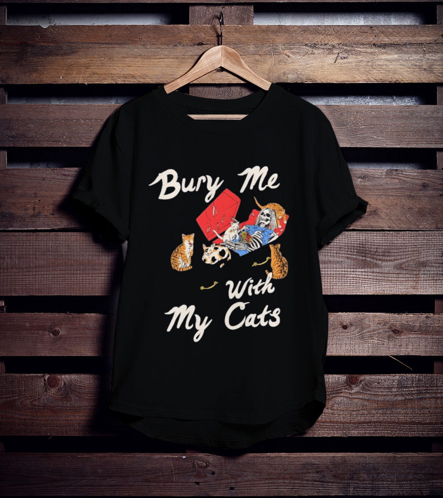 Bury Me With My Cats Skeleton Coffin Kittens T-Shirt