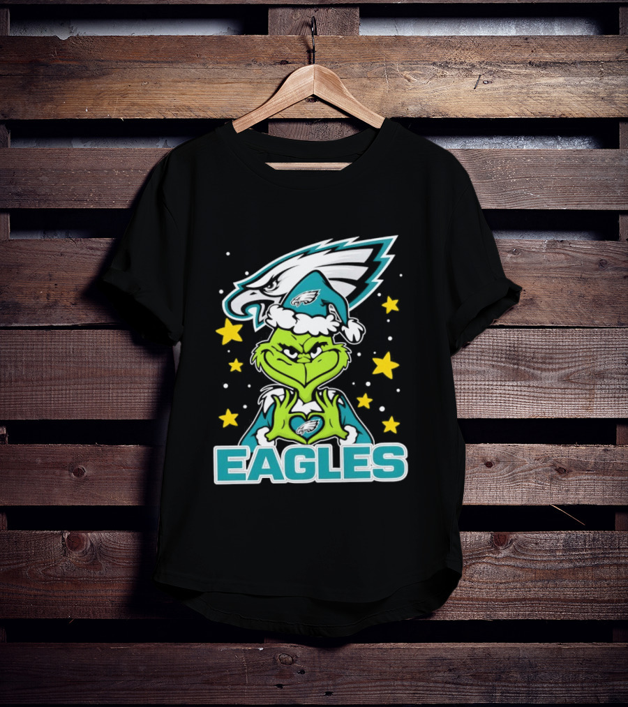 Philadelphia Eagles Christmas Grinch Heart Love T-Shirt
