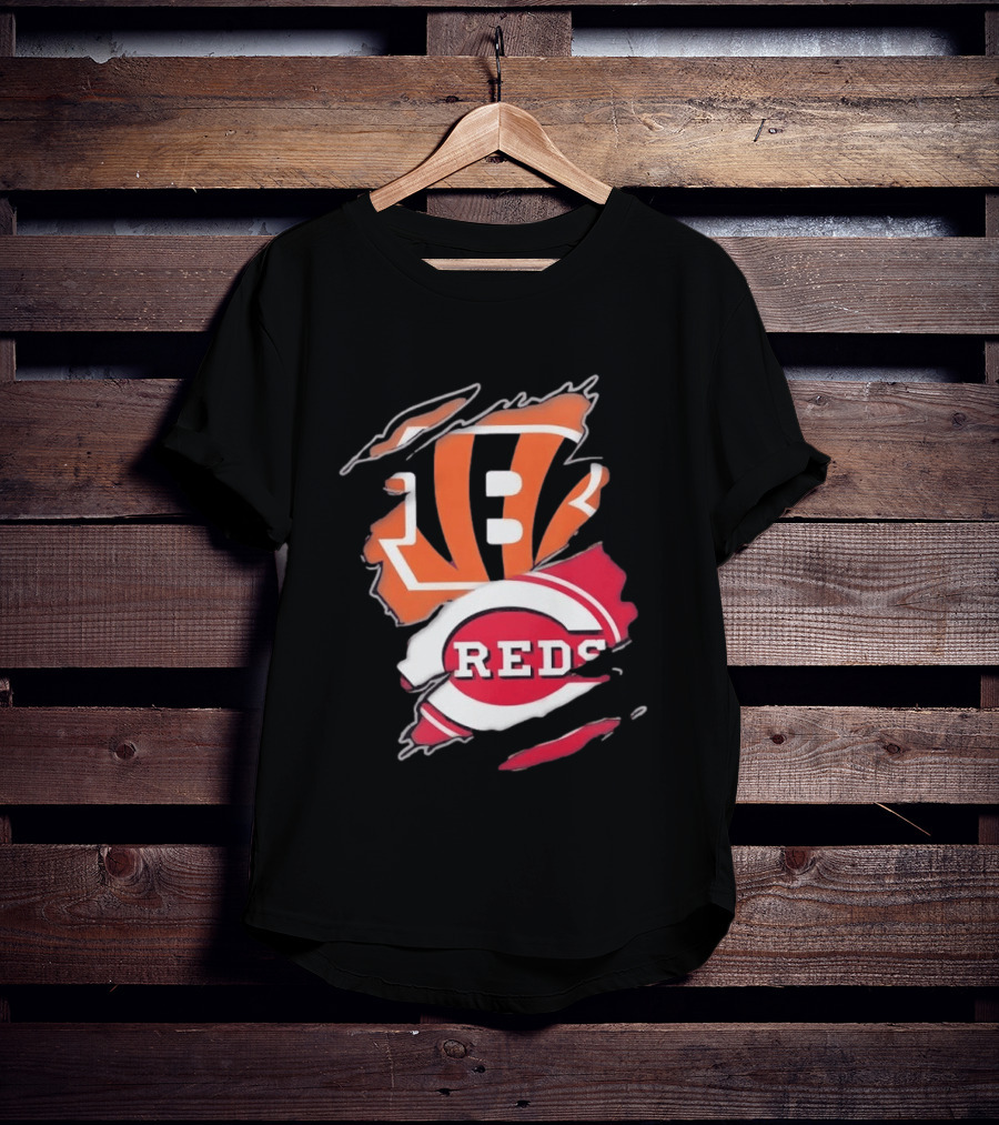 Cincinnati Bengals Reds Distressed Logo Sports Fusion T-Shirt