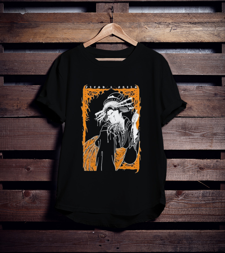 Distant Flesh And Falls Geisha Vintage Oriental Motif T-Shirt