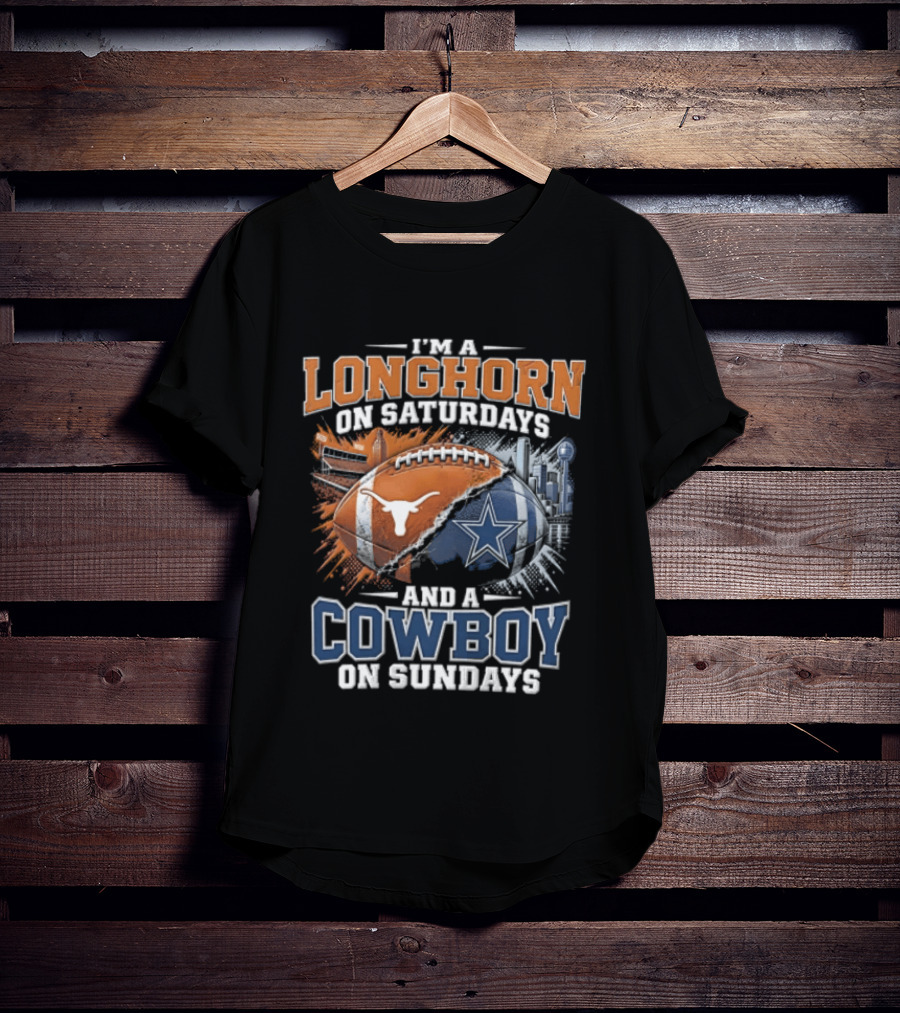 Texas Longhorn On Saturdays Dallas Cowboys On Sundays Fan Gear T-Shirt