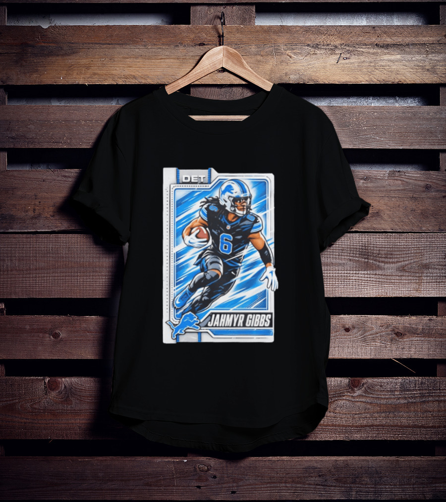 Jahmyr Gibbs DET 6 Football Card Detroit Lions T-Shirt