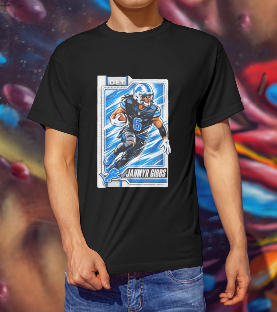 Jahmyr Gibbs DET 6 Football Card Detroit Lions T-Shirt