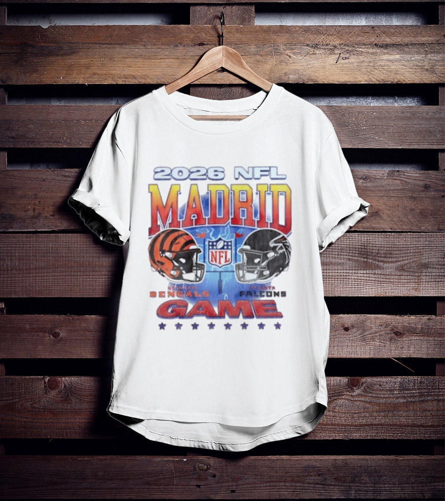 2026 NFL Madrid Game Cincinnati Bengals Vs Atlanta Falcons Matchup T-Shirt