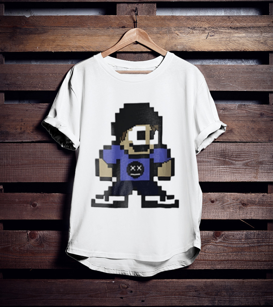 Eddsworld Tom Pixel Art With Black Beanie And Blue T-Shirt