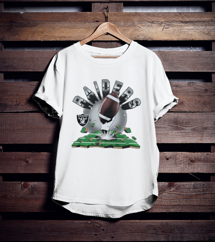 Raiders Football 2026 Explosive Clubhouse Breaking Through T-Shirt