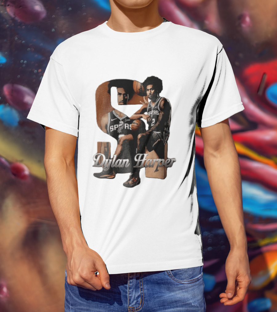 San Antonio Spurs Dylan Harper 2 Sitting Holding Basketball T-Shirt