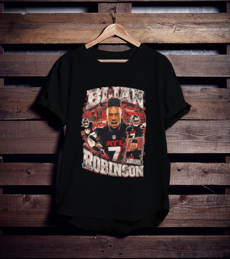 Bijan Robinson ATL Atlanta Falcons Number 7 Football Player Sports Collage T-Shirt