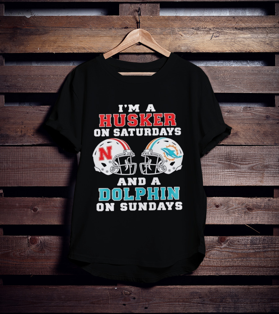 Husker Saturdays And Dolphin Sundays Football Fan Gear T-Shirt