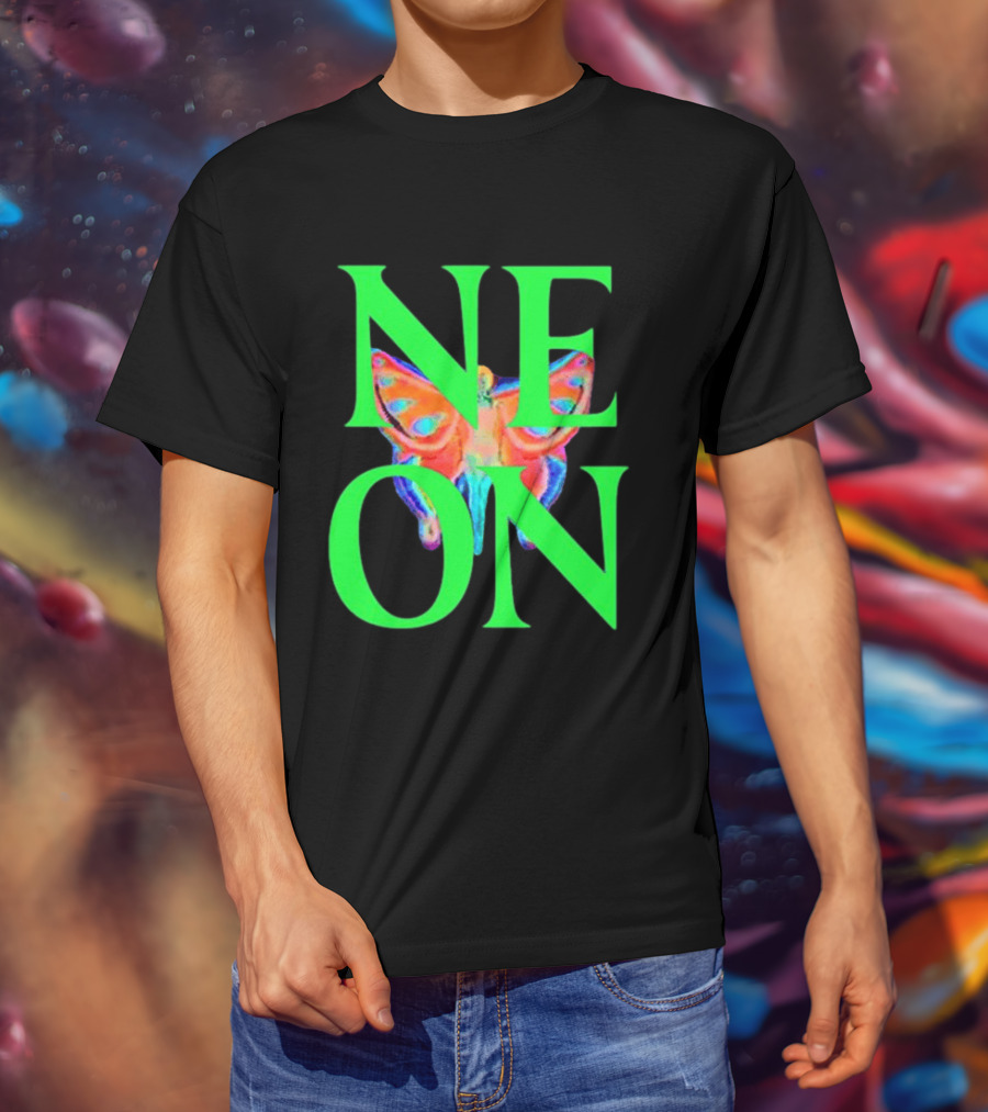 Neon Butterfly Interscope Store Colorful T-Shirt