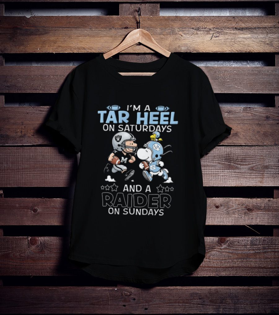 I'm A Tar Heel On Saturdays And A Raider On Sundays Charlie Brown Snoopy T-Shirt