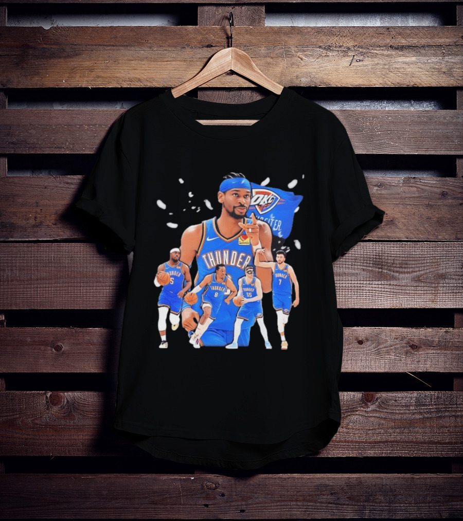 Oklahoma City Thunder 2026 NBA Players Collage With OKC Thunder Logo And Basketball Team Members T-Shirt